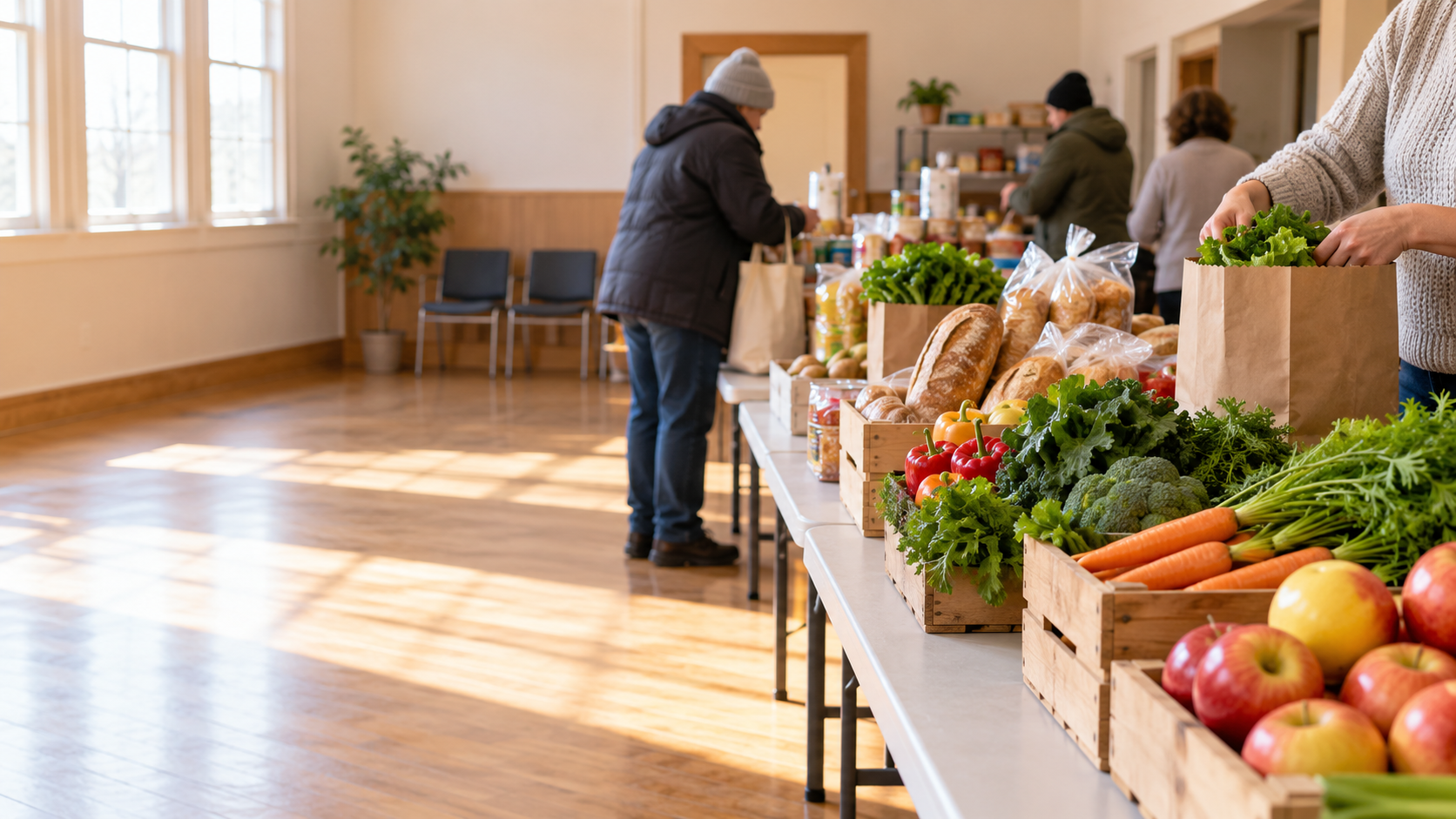 Groceries ready to be shared with local families